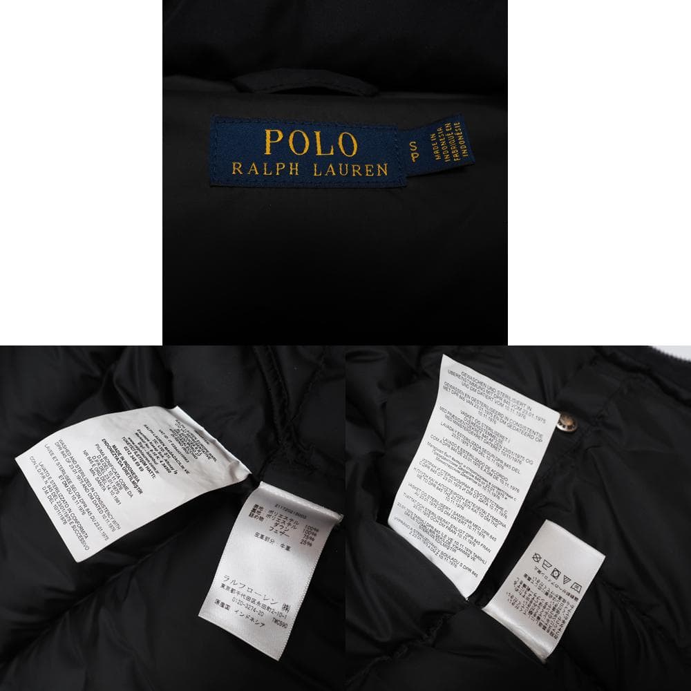 POLO RALPH LAUREN ポニー刺繍 2WAY肉厚ダウンベスト 黒S