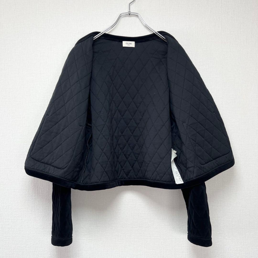 金ボタン✨ CELNE セリーヌ キルティング ノーカラーショートジャケット 黒