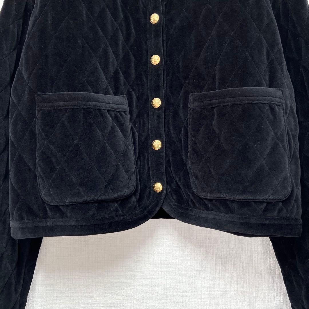 金ボタン✨ CELNE セリーヌ キルティング ノーカラーショートジャケット 黒