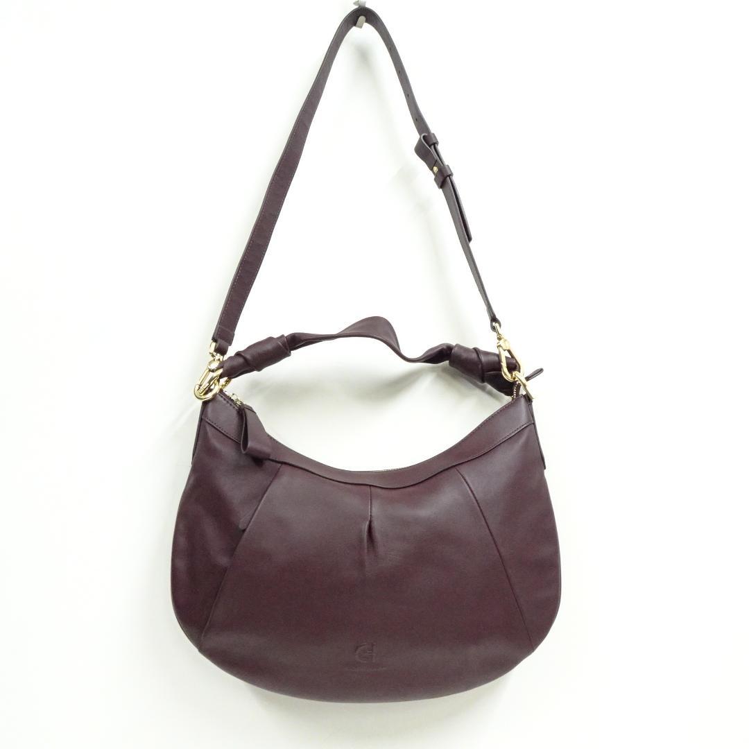 COLE HAAN レザーショルダーバッグ アポンテスラウチホーボー ワイン