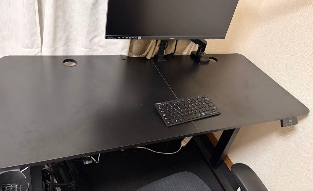 【美品】昇降デスク 140cm×60cm モニタースタンド付き
