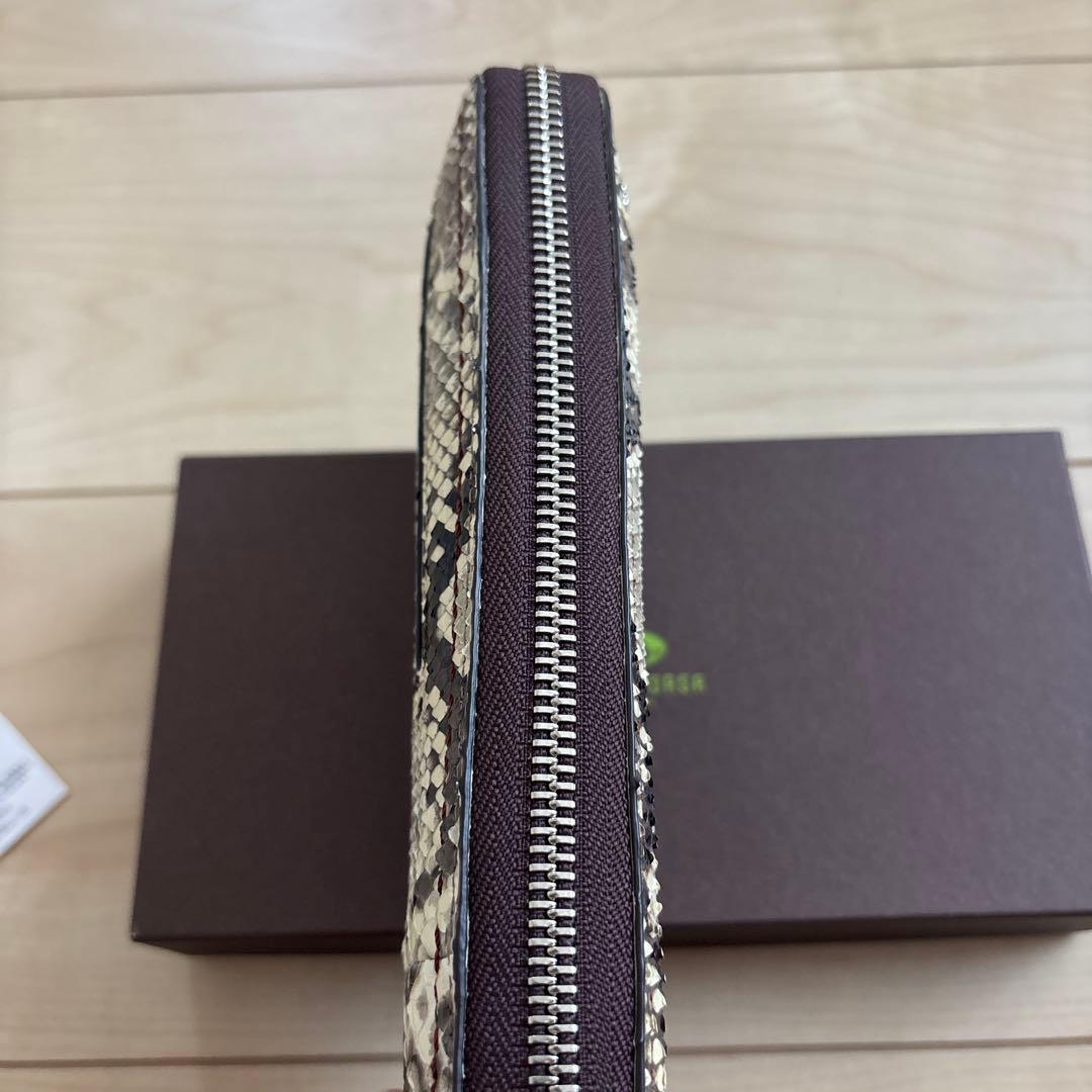 ペレボルサ　パイソンレザー 長財布 ベージュ/ブラウン