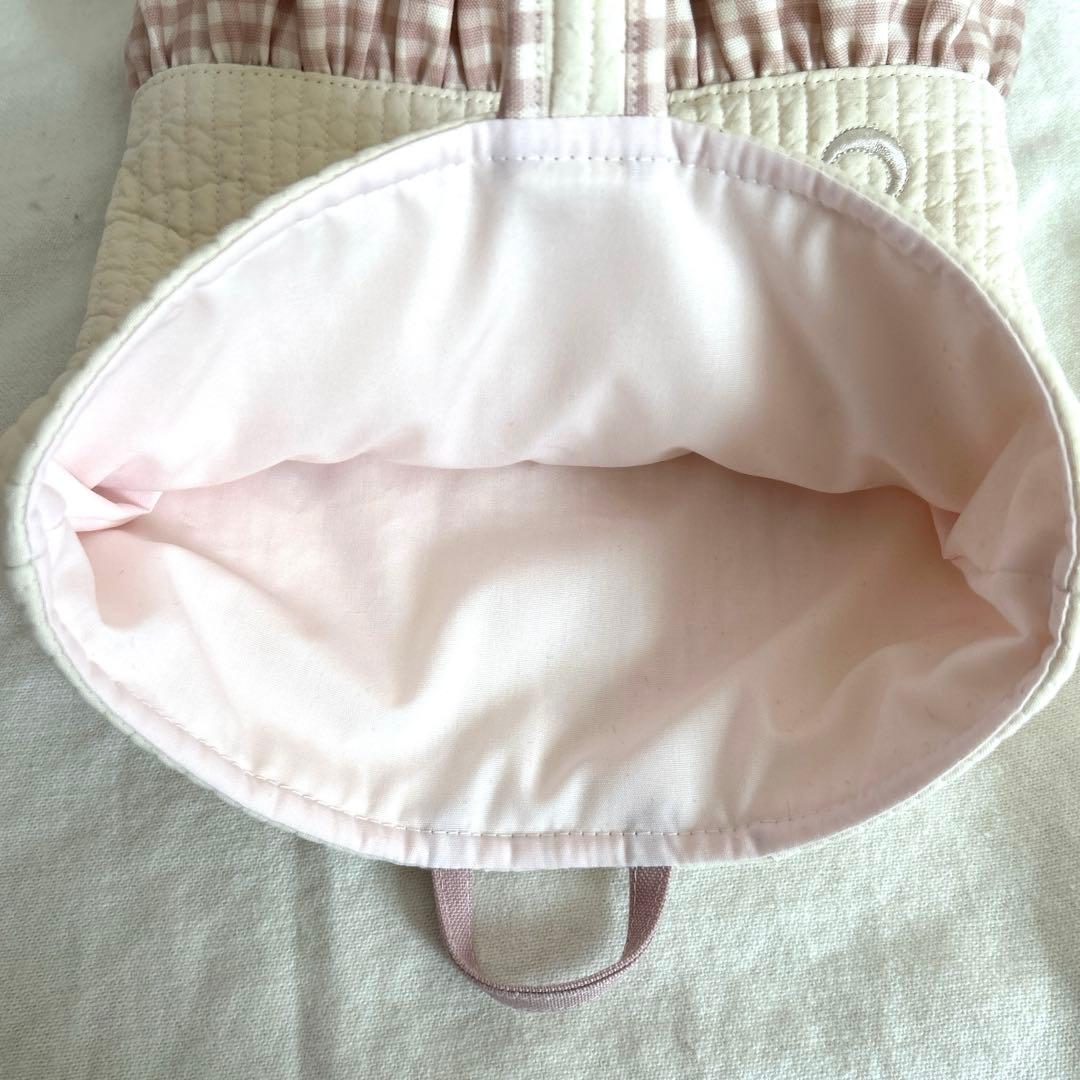 入園入学3点セット　【月と星ヌビ×くすみピンク】　女の子　レッスンバッグ