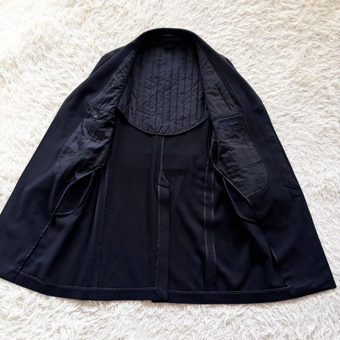<美品>TAGLIATORE THOMAS ネイビー カシミヤ ウールコート48