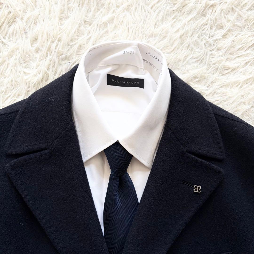 <美品>TAGLIATORE THOMAS ネイビー カシミヤ ウールコート48