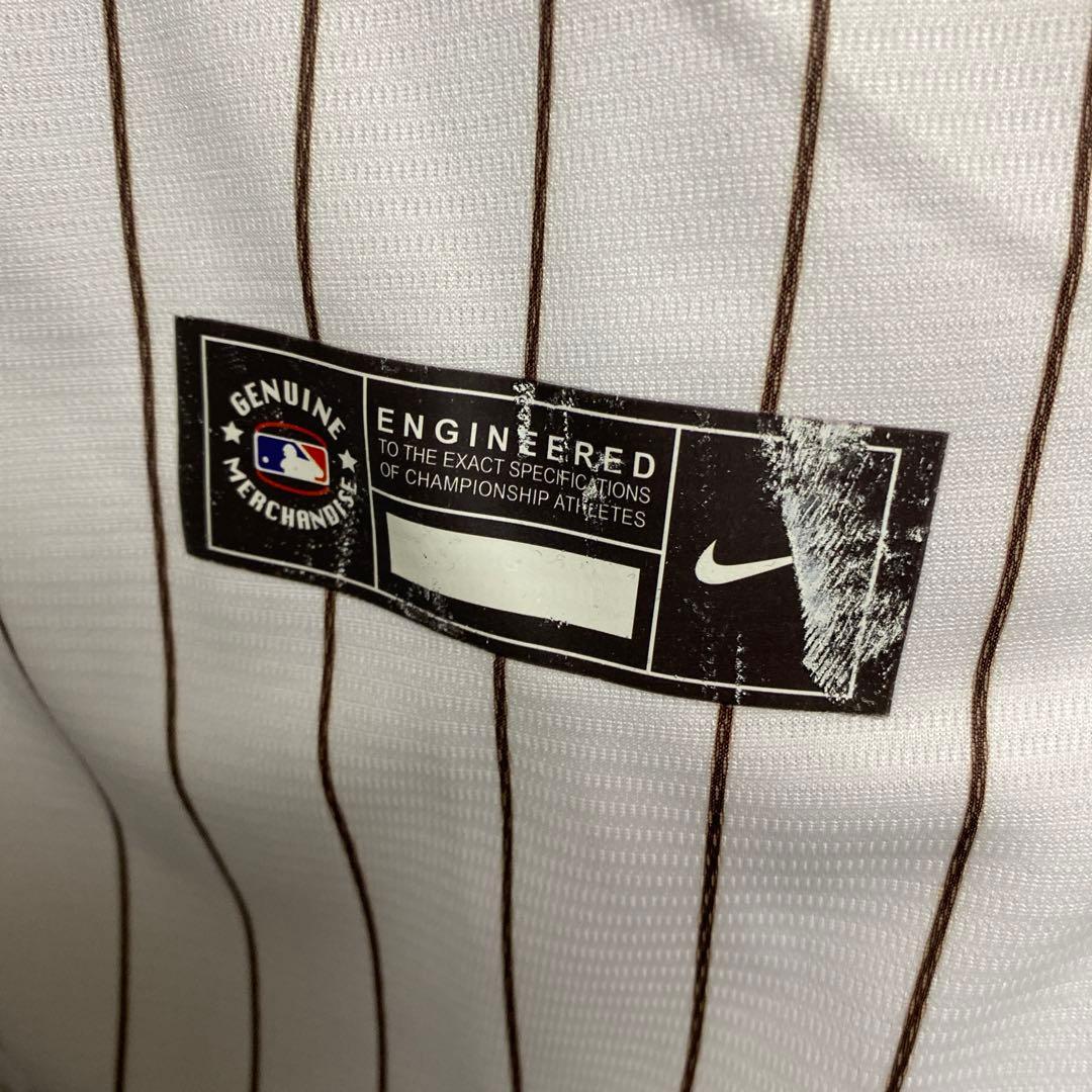 ナイキ パドレス ダルビッシュ ユニフォーム ピンストライプ 白×茶（サイズL）