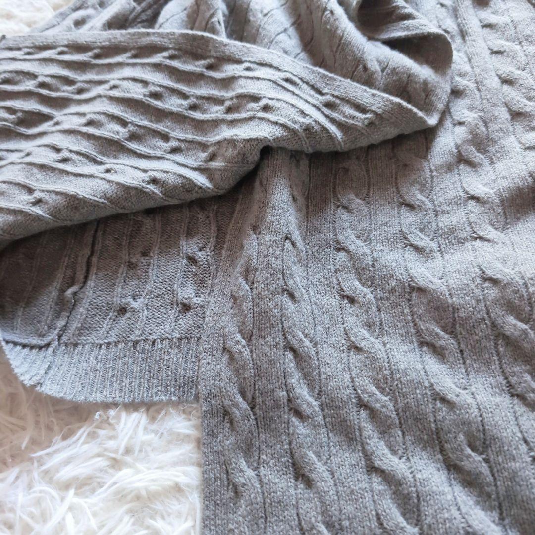 美品✨ポロ ラルフローレン 現行タグ ニットポンチョ カシミア ケーブル 牛革