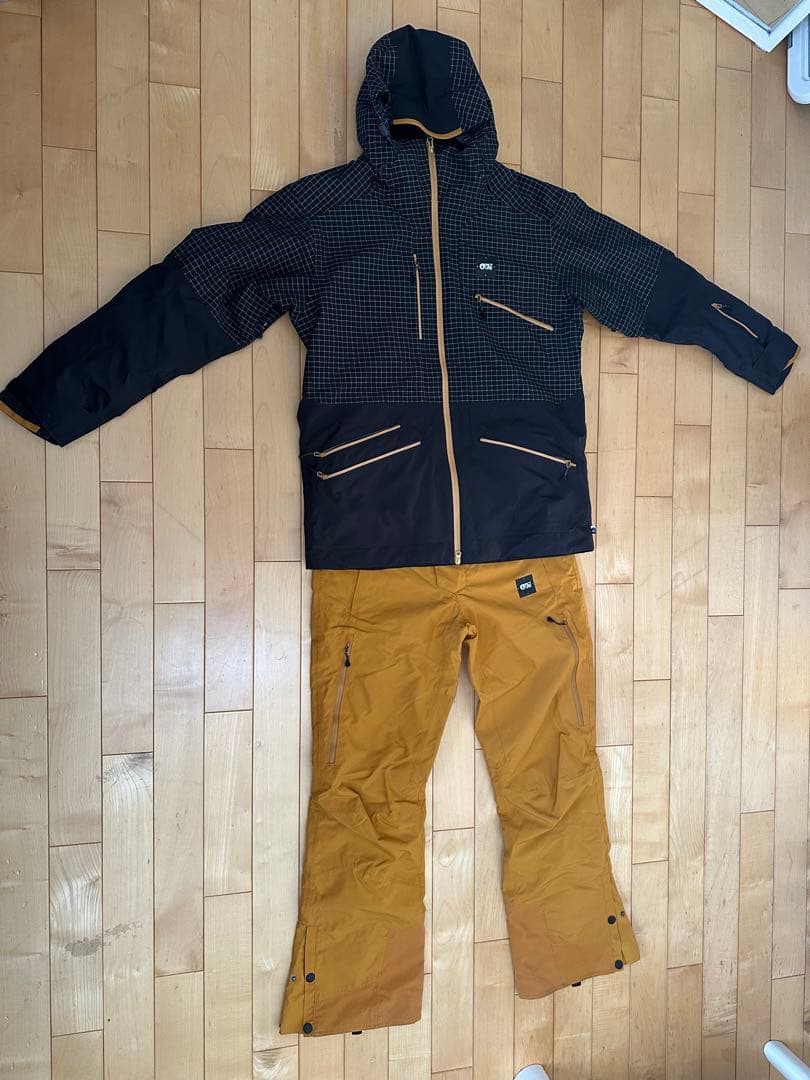 PICTURE スノーボードウェア上下セットピクチャー　メンズ 黒 オレンジ