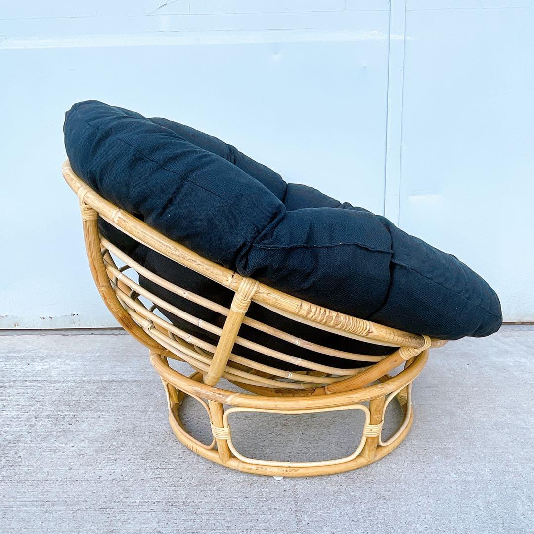 【美品送料込】籐ラタンフレーム パパサンチェア リラックスチェア