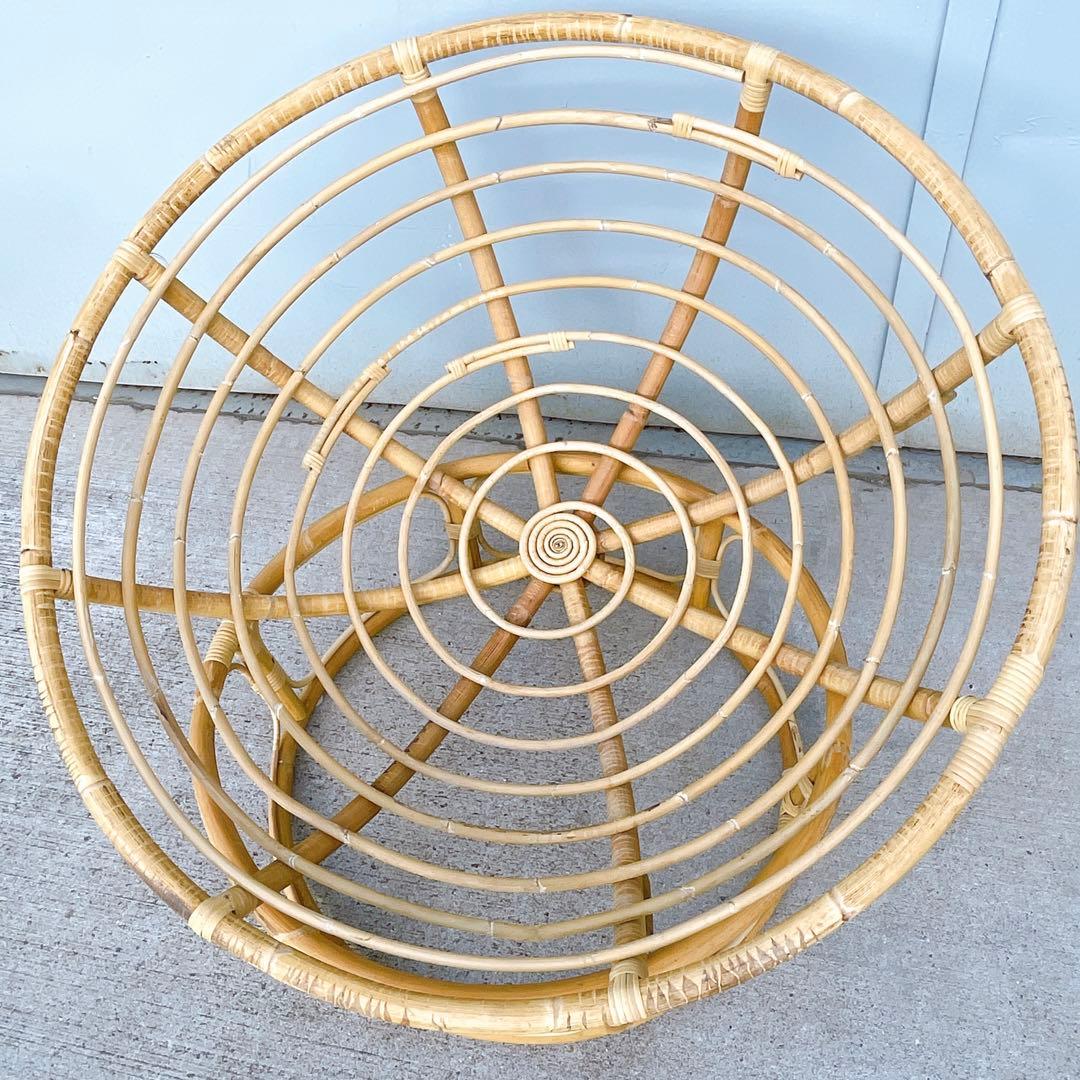 【美品送料込】籐ラタンフレーム パパサンチェア リラックスチェア