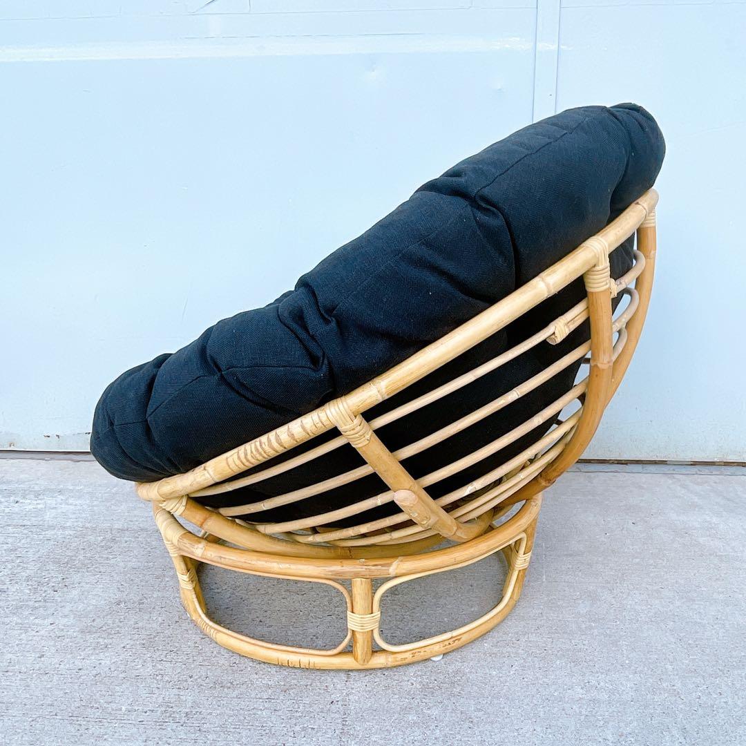 【美品送料込】籐ラタンフレーム パパサンチェア リラックスチェア