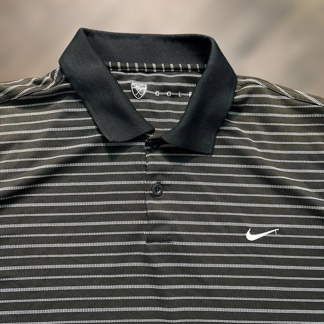 8SM1 NIKE ボーダー半袖ポロシャツ　黒　フェード　古着　used