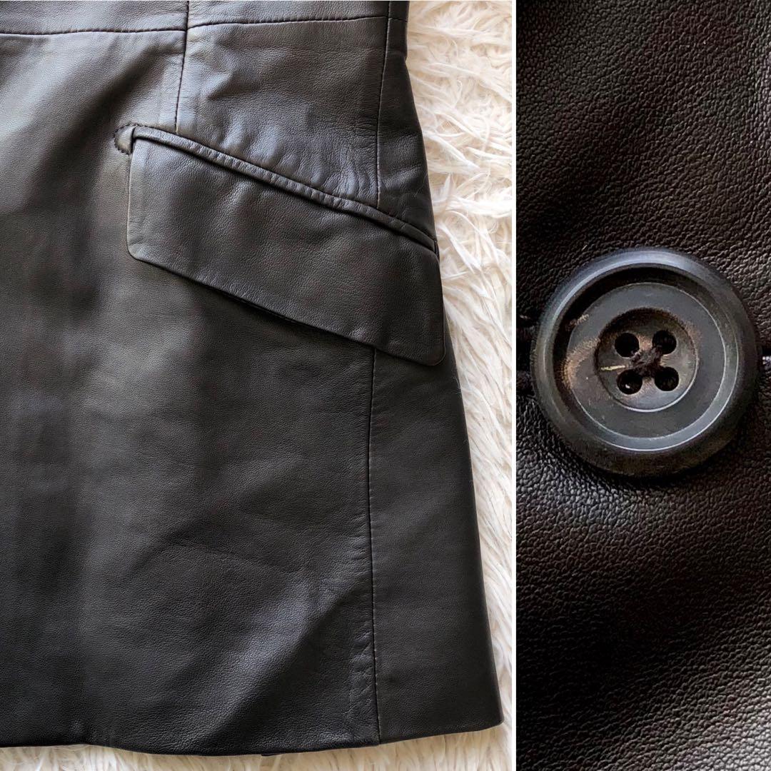 【美品 ラムレザー】キルガー　レザーテーラードジャケット　ダークブラウン
