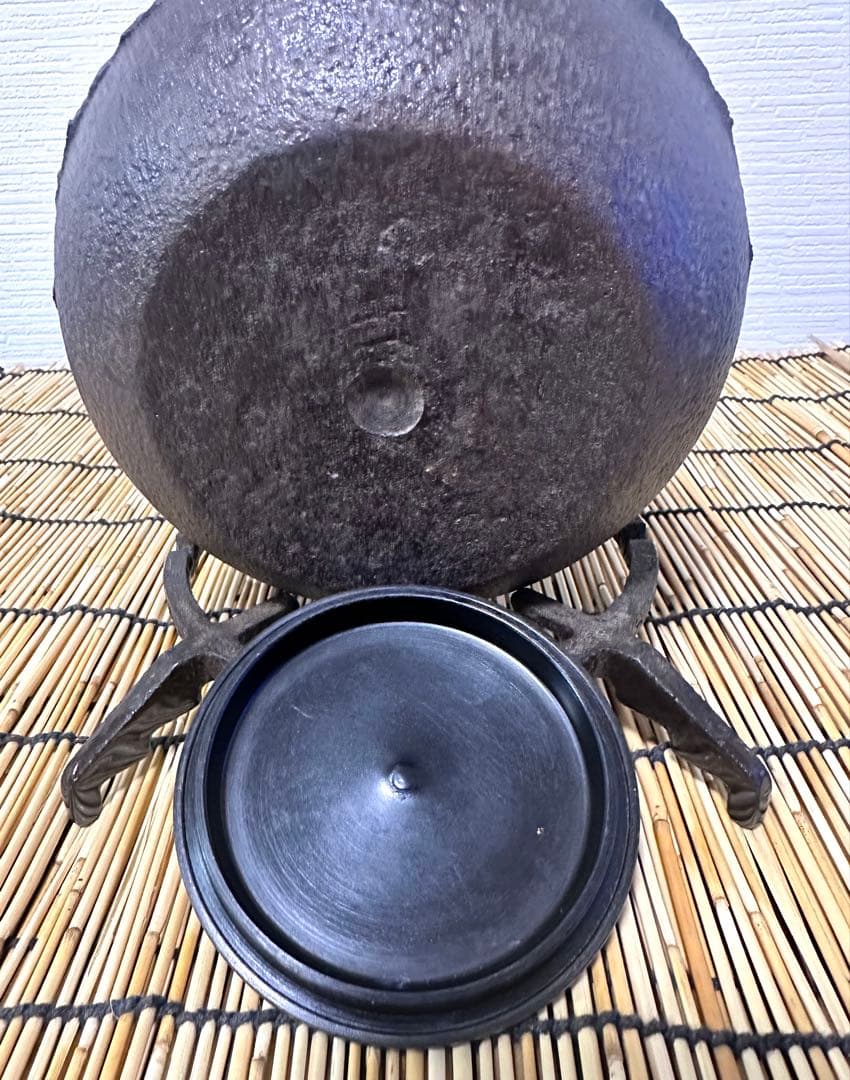未使用品　山形水沢 釜師造　斑紫銅蓋 袋鉉　南部鉄瓶　南部鉄器　鉄瓶　調理後器具