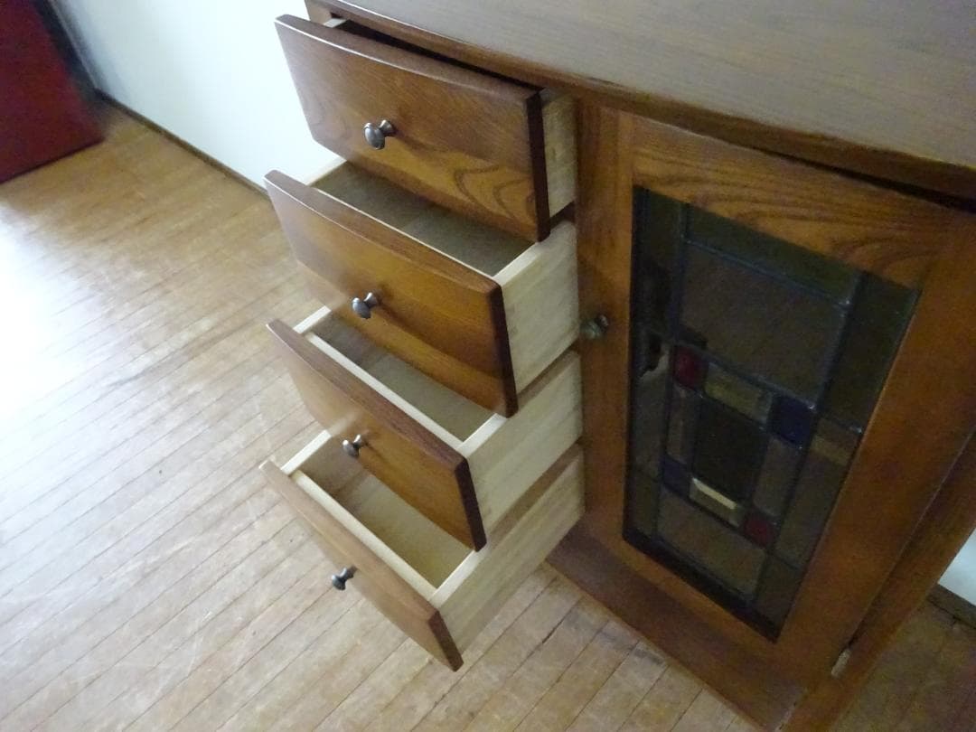 曙工芸　オーロラ3022　キャビネット　電話台　サイドボード　ステンドグラス