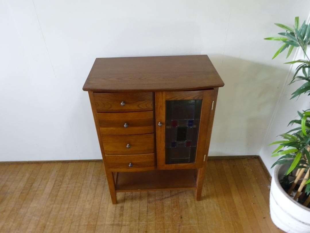 曙工芸　オーロラ3022　キャビネット　電話台　サイドボード　ステンドグラス