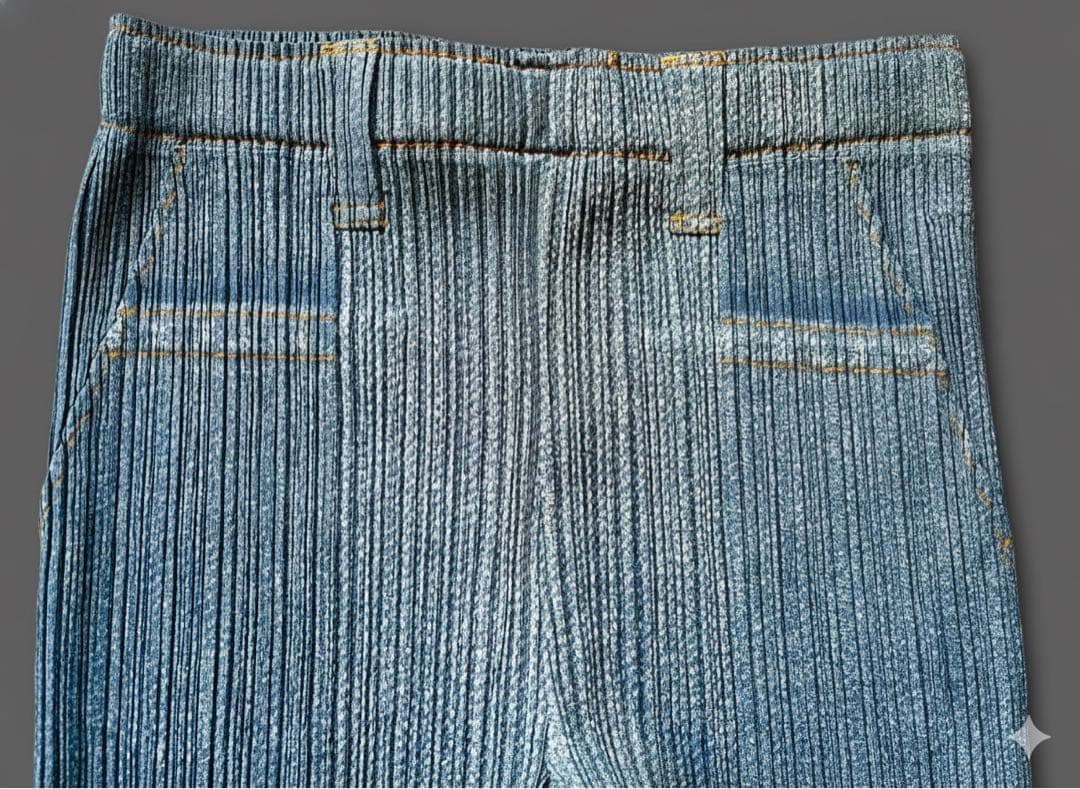 PLEATS PLEASE デニム風パンツ