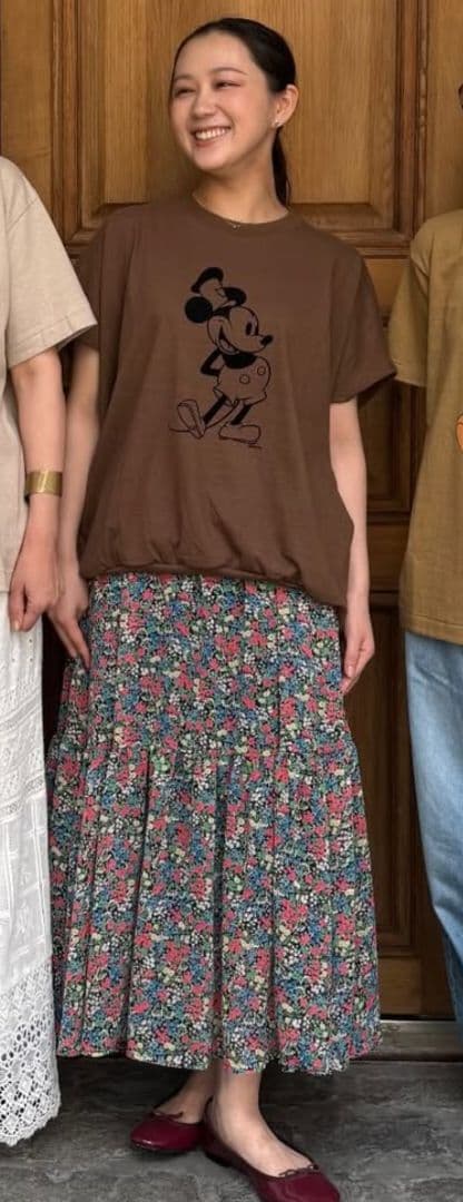 ハグオーワー×アメリカーナ　ミッキーマウス　フレンチスリーブT-sh ブラウン