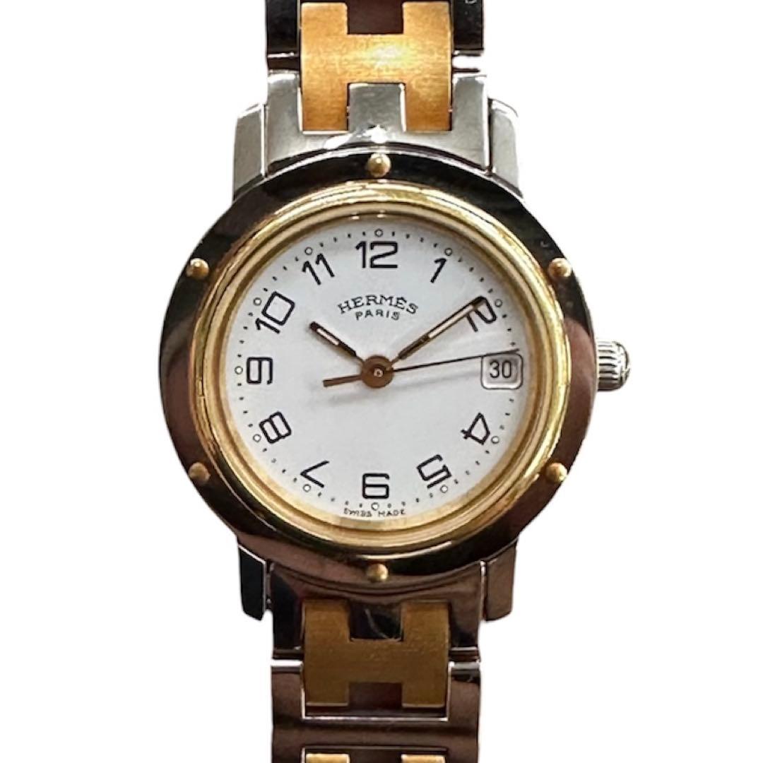 HERMES クリッパー　エルメス　クォーツ腕時計 ホワイト文字盤　不動