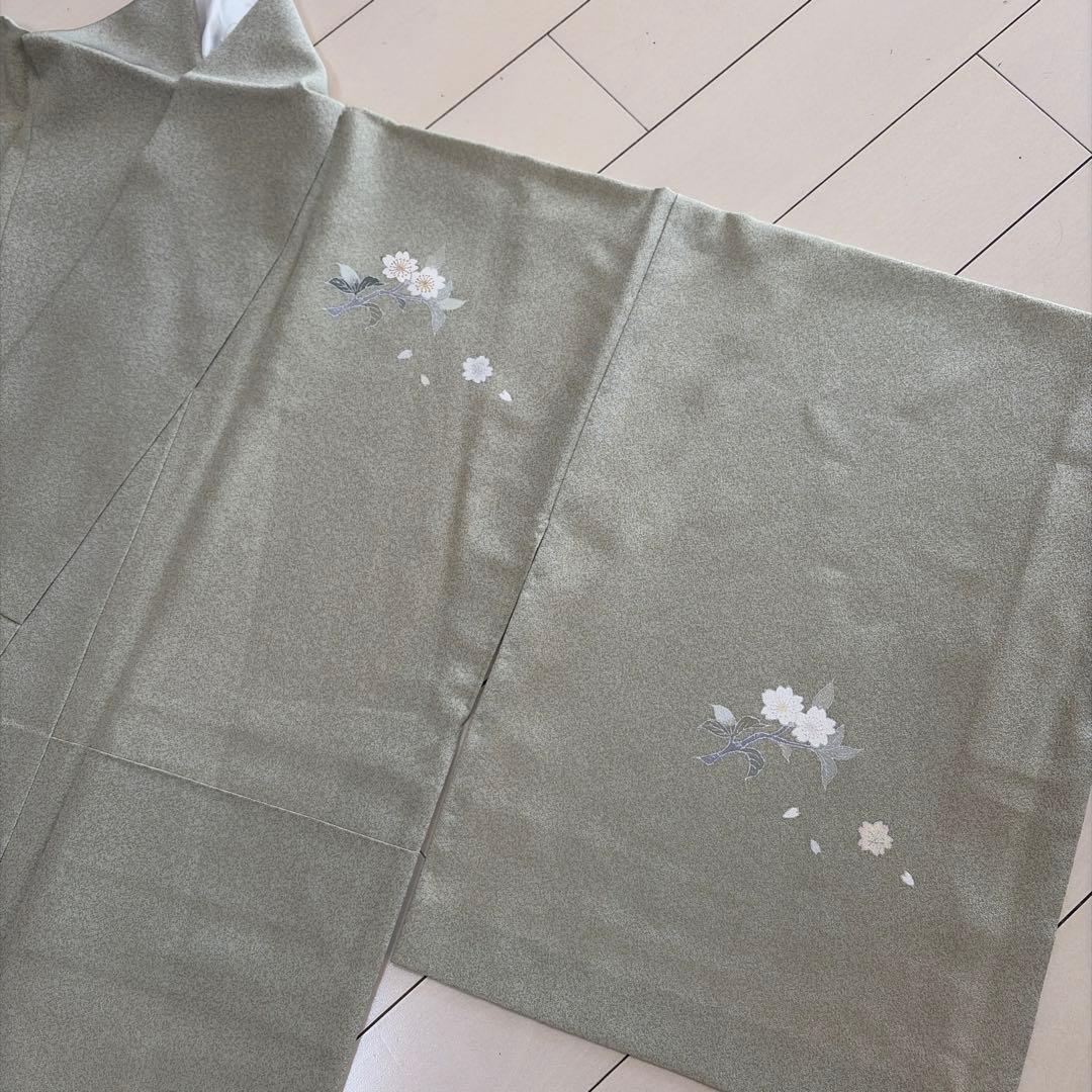 u*位様 ■E5809■未使用品■正絹■若芽色　加賀友禅　刺繍　袷　訪問着■丈1