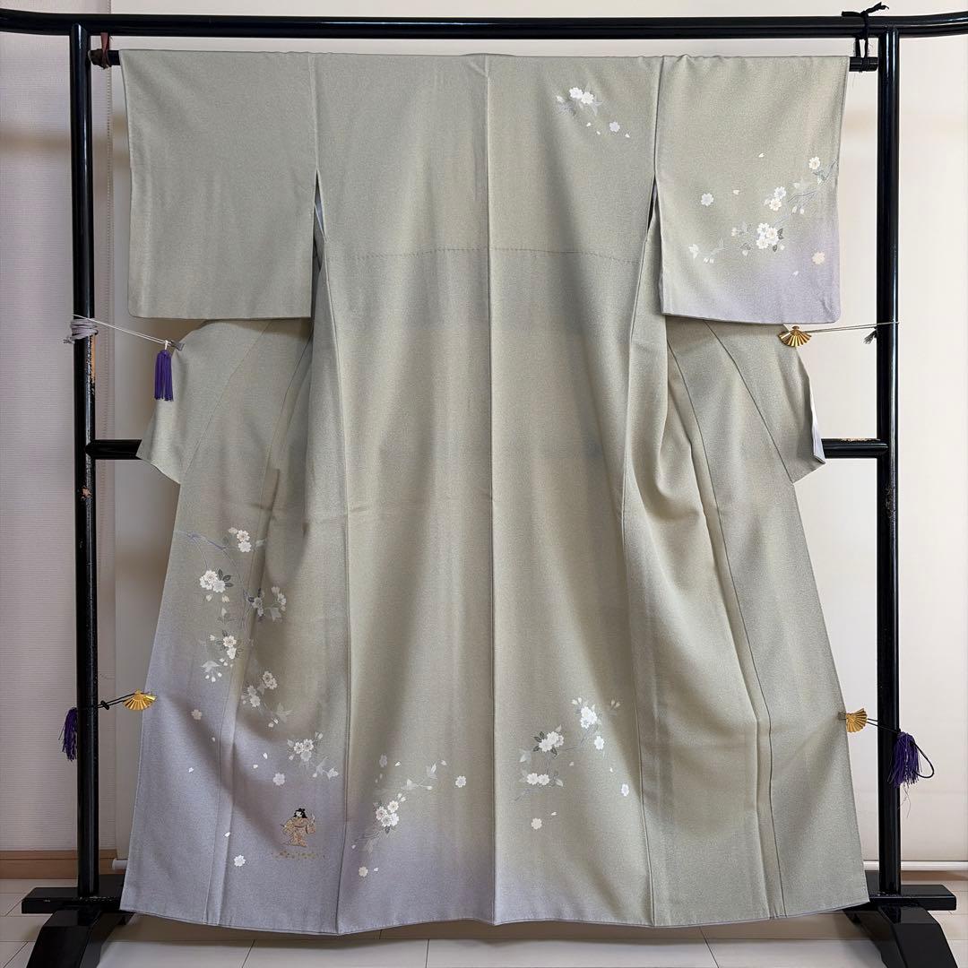 u*位様 ■E5809■未使用品■正絹■若芽色　加賀友禅　刺繍　袷　訪問着■丈1