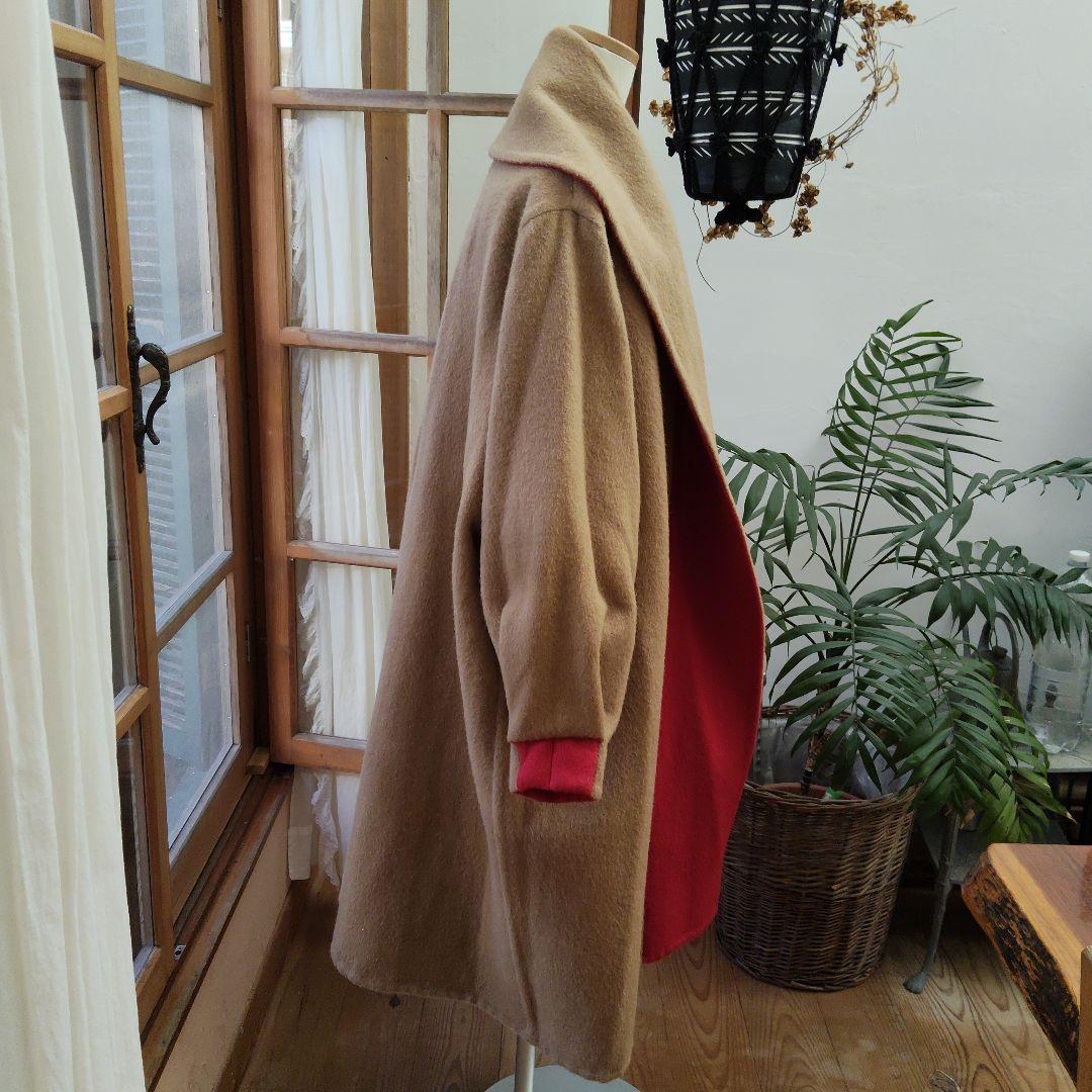 リバーシブル、マント風コート　ウールシルクアンゴラビーバー　昭和オーダーメイド