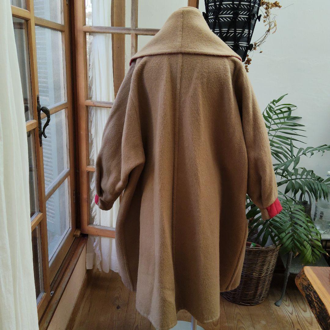リバーシブル、マント風コート　ウールシルクアンゴラビーバー　昭和オーダーメイド