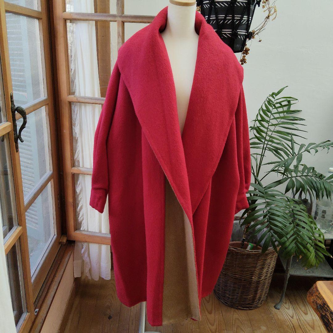 リバーシブル、マント風コート　ウールシルクアンゴラビーバー　昭和オーダーメイド