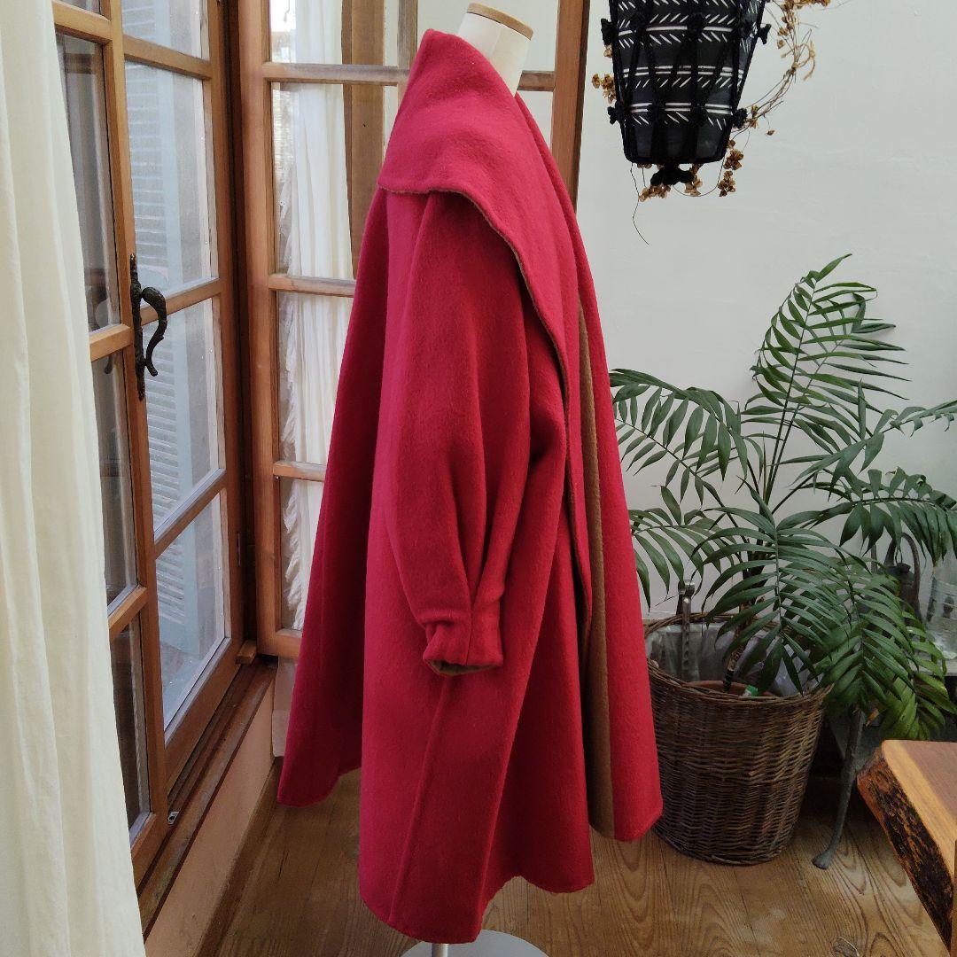 リバーシブル、マント風コート　ウールシルクアンゴラビーバー　昭和オーダーメイド