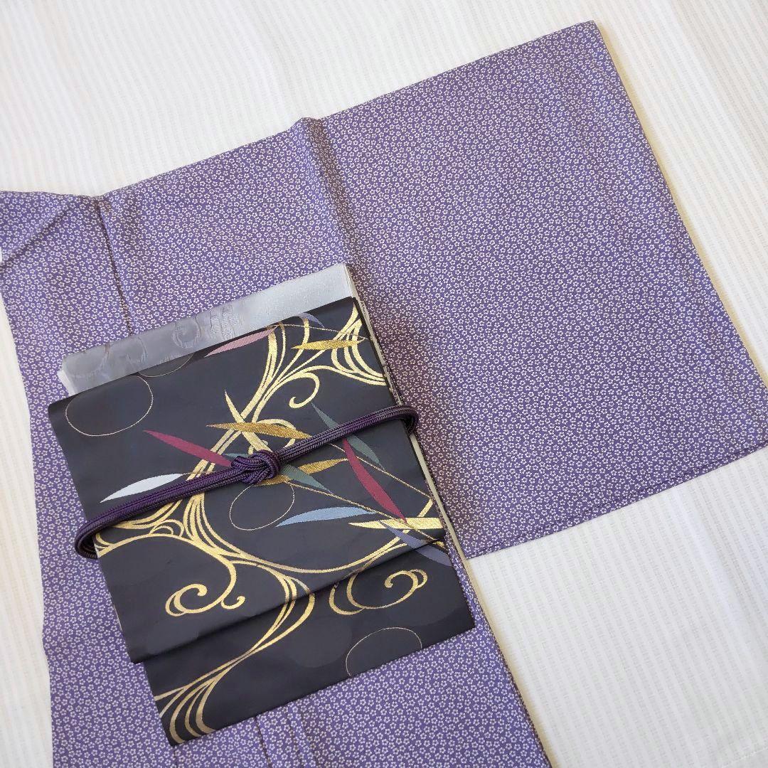 【名古屋帯】未使用品✣クールに流れる金の曲線｜チャコールグレー 流水 358cm