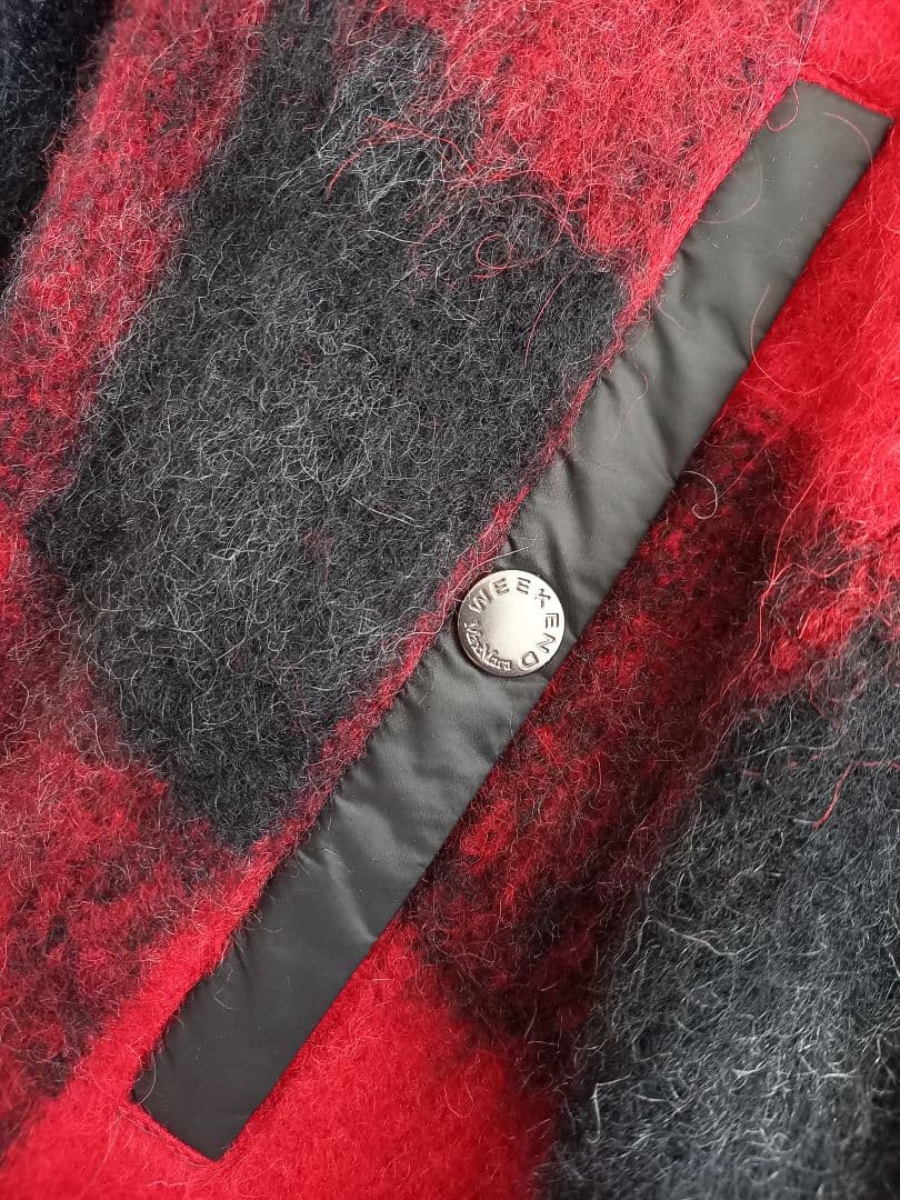 美品　MaxMara チェック柄フード付きポンチョ L