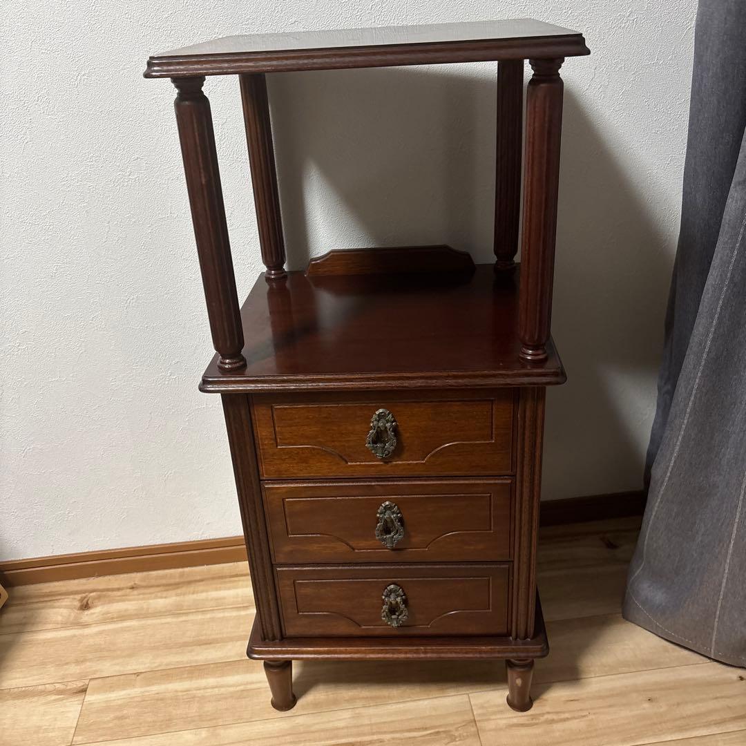 アヤノクラフト　3段引き出し付き　アンティーク　サイドテーブル　木製　最安値