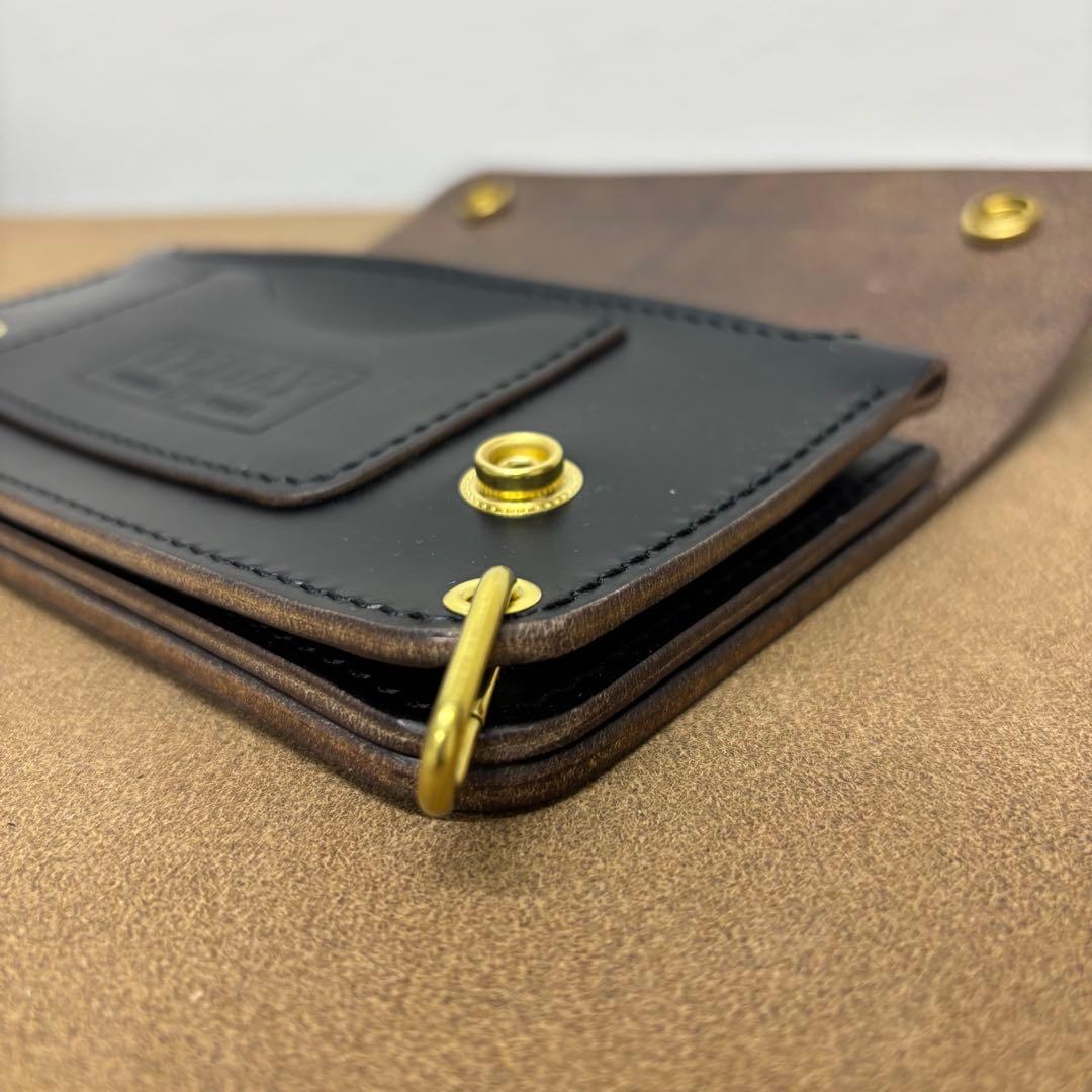 クロムエクセル　トラッカーウォレット　黒　茶心　3層　HORWEEN