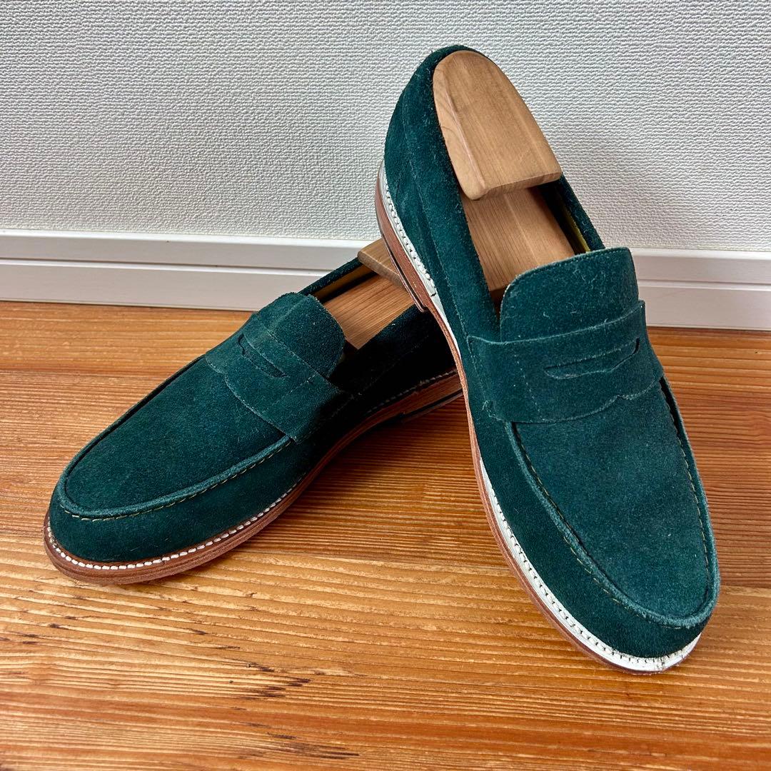CAMINANDO スウェードローファー アシンメトリー グリーン メキシコ製
