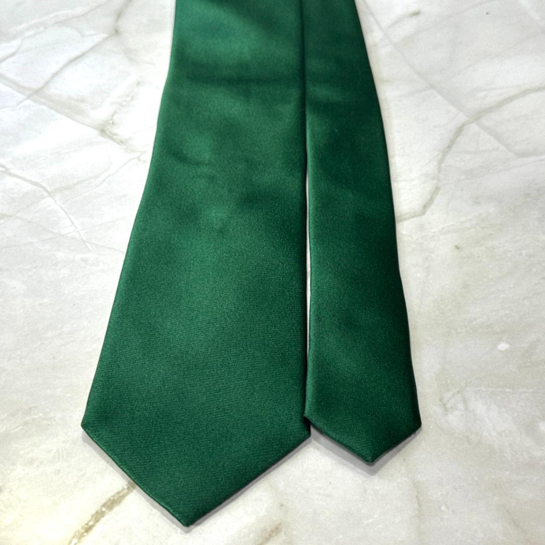 ☆即発 ポールスミス ネクタイ グリーン ソリッドタイ 無地 裏花柄 シルク