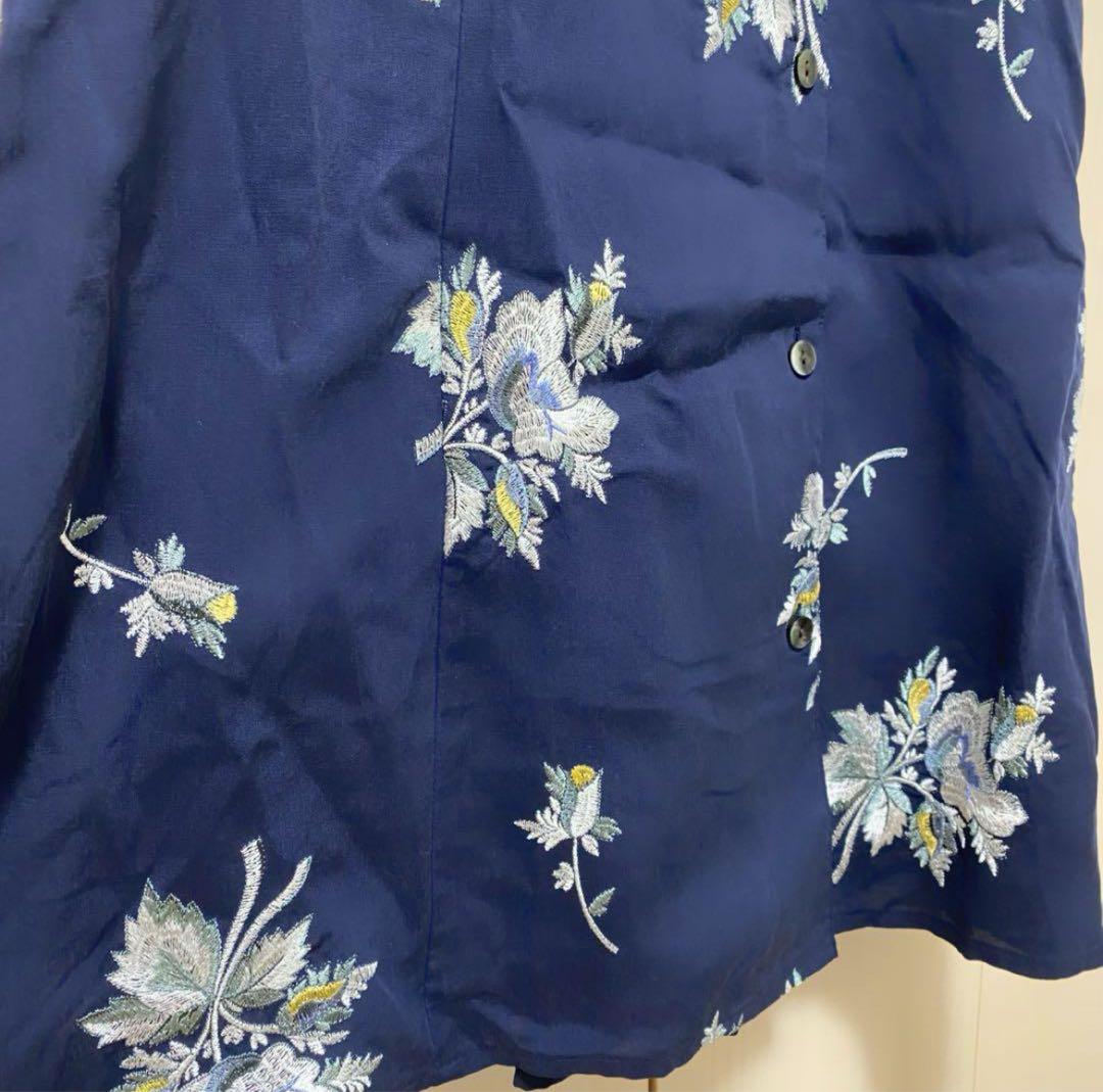 紙タグ付き 20AW♡グレースコンチネンタル フラワー刺繍シャツワンピース 36