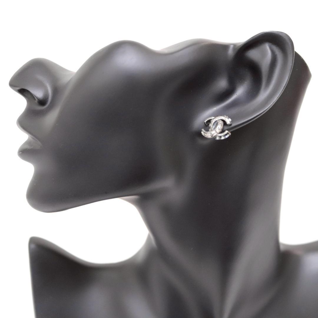 CHANEL シャネル ピアス 14P ココマーク シルバー×ブラック　 903