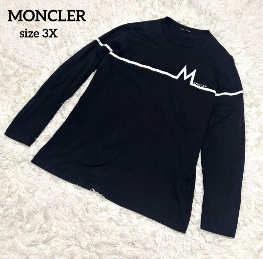 モンクレール　ロングTシャツ　3XL ブラック系 ワッペン ロゴ