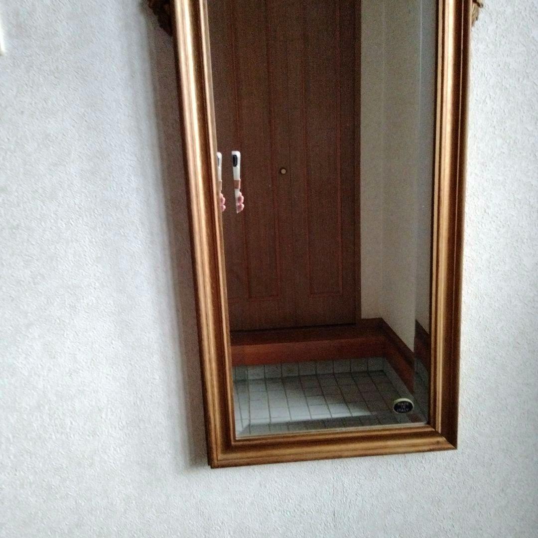 装飾的ゴールドフレーム壁掛け鏡　金色　アンティーク　ロココ調　イタリア製