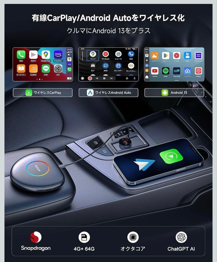 (新品)ATOTO CB6C AI BOX ワイヤレスCarPlay