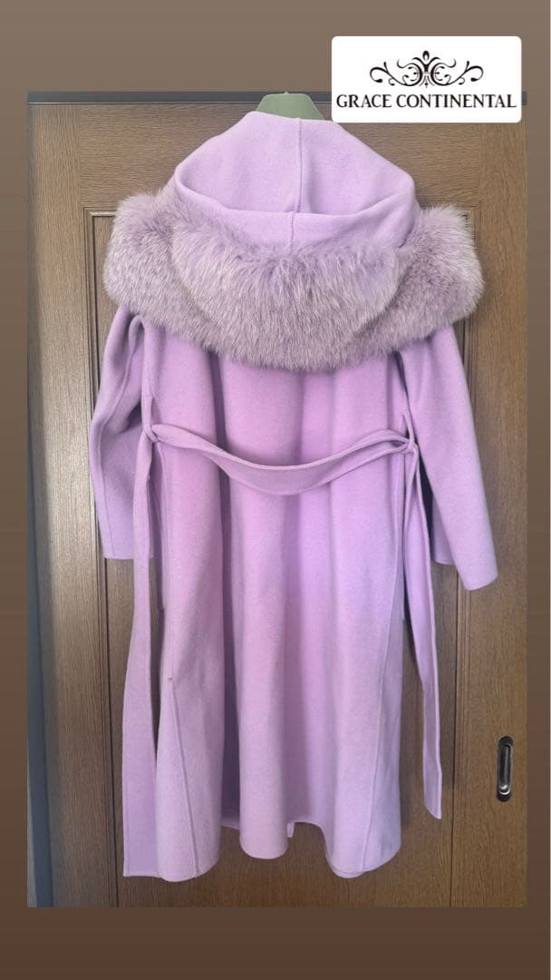 GRACE CONTINENTAL リバーファーフードコート　ピンク