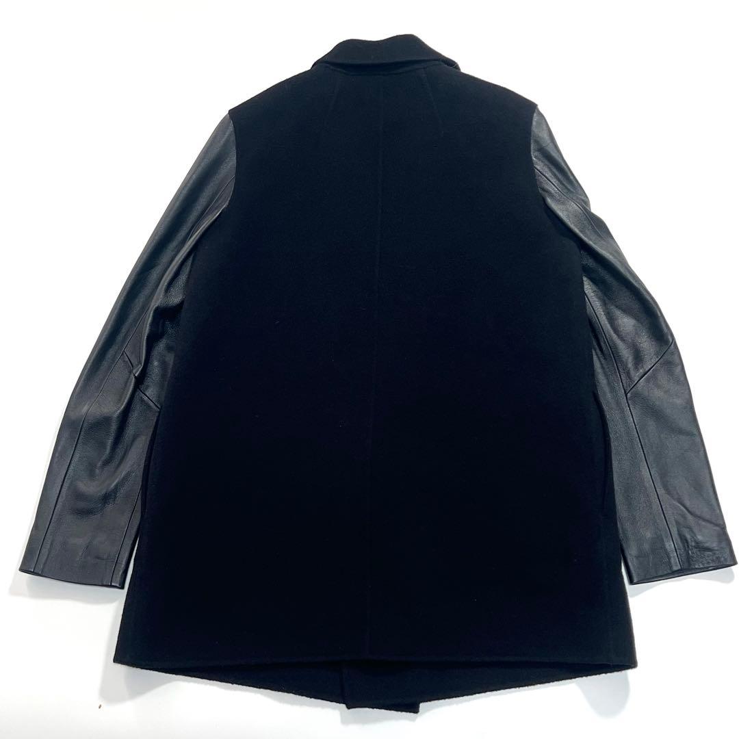 【美品】セオリー　チェスターコート　羊革切替　ウールカシミヤ　黒　S　コンビJK