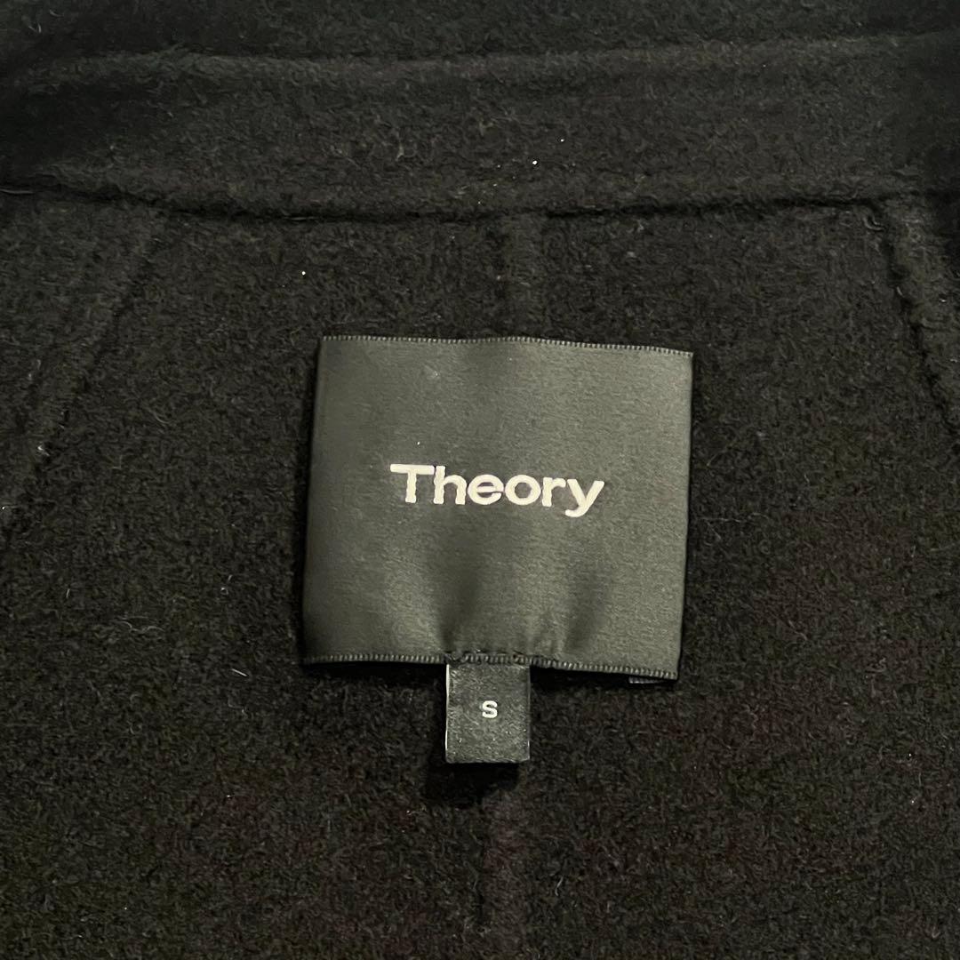 【美品】セオリー　チェスターコート　羊革切替　ウールカシミヤ　黒　S　コンビJK