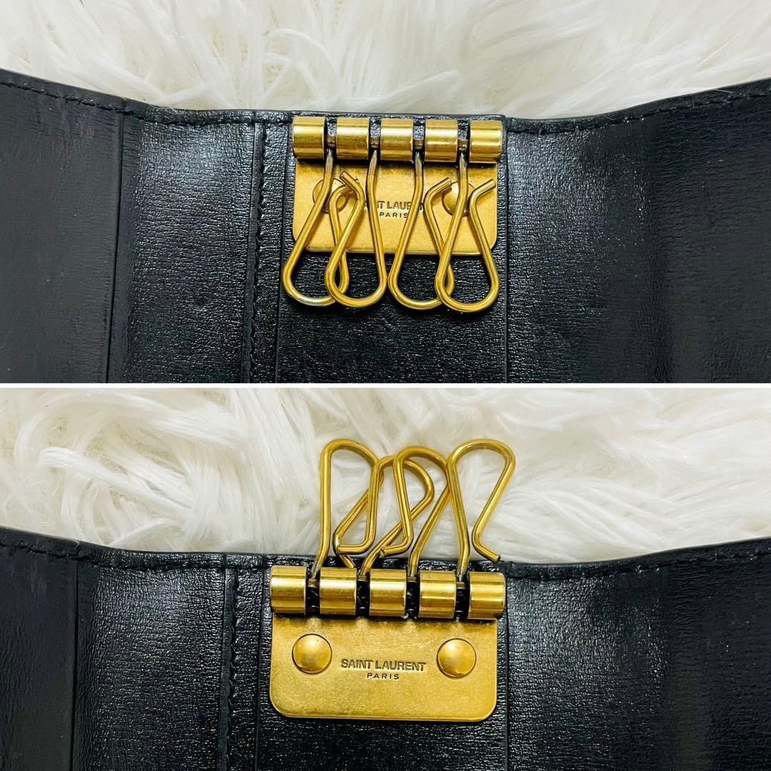 極美✨サンローラン キーケース 4連 カサンドラ レザー ロゴ金具 黒