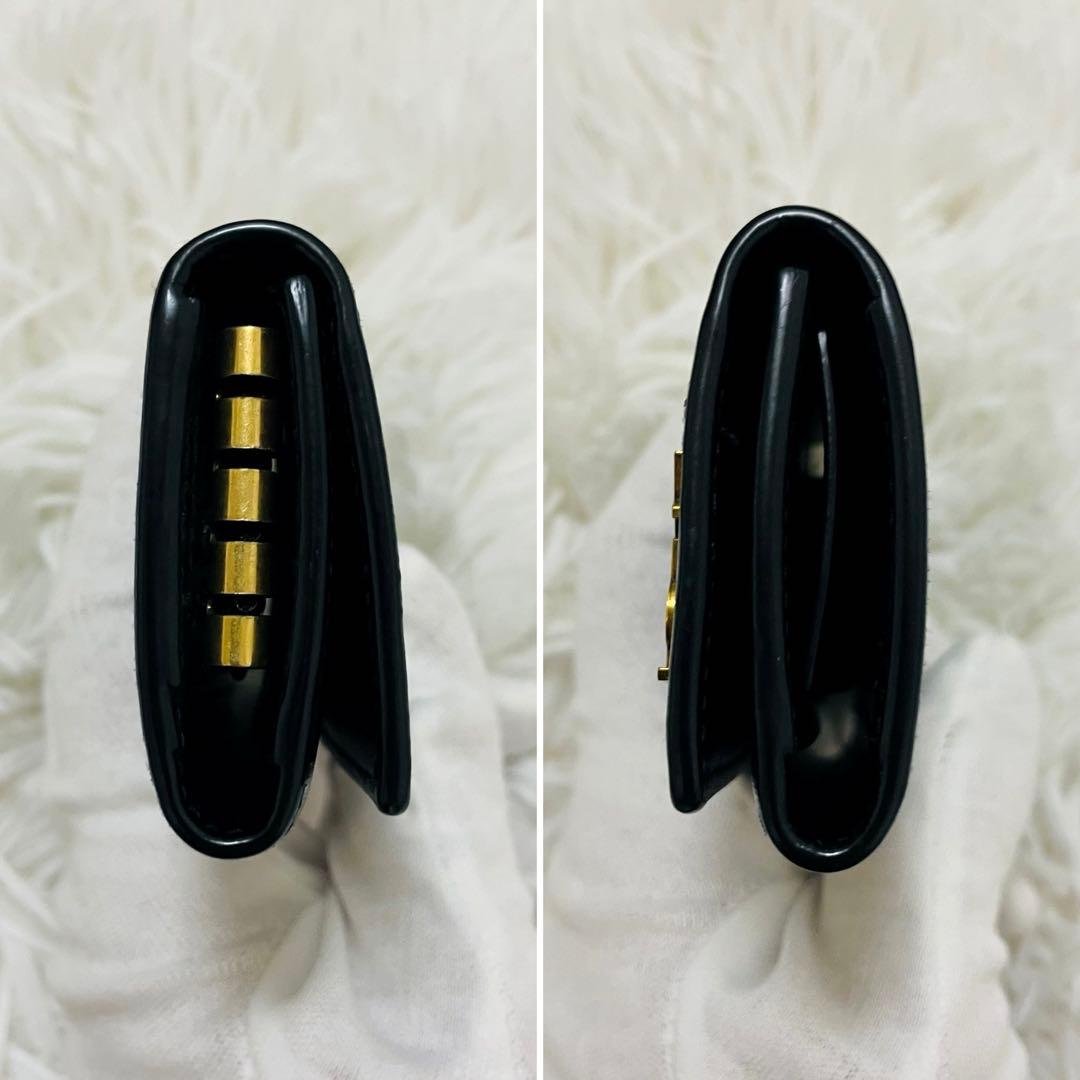 極美✨サンローラン キーケース 4連 カサンドラ レザー ロゴ金具 黒