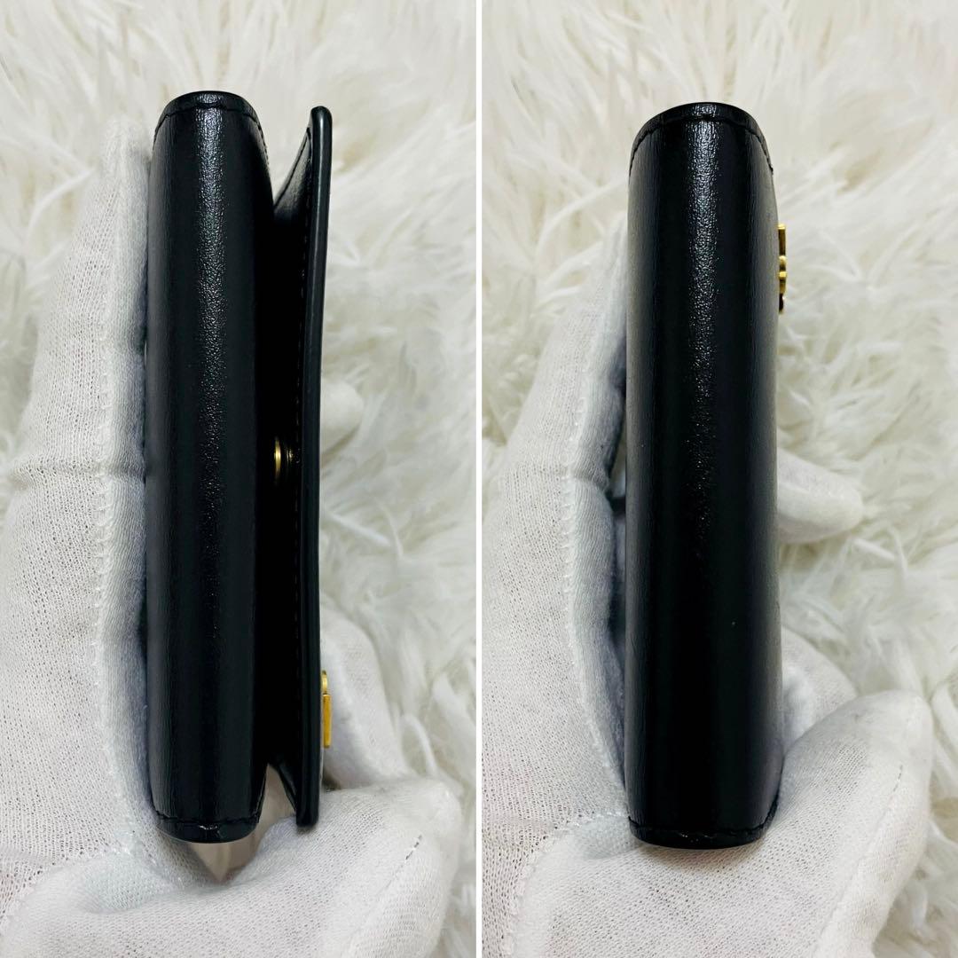 極美✨サンローラン キーケース 4連 カサンドラ レザー ロゴ金具 黒