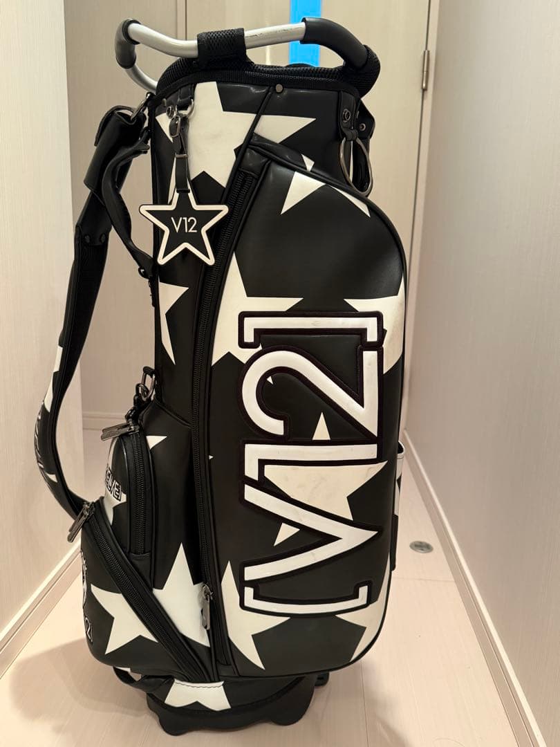 V12 キャディバッグ スター柄 ブラック/ホワイト