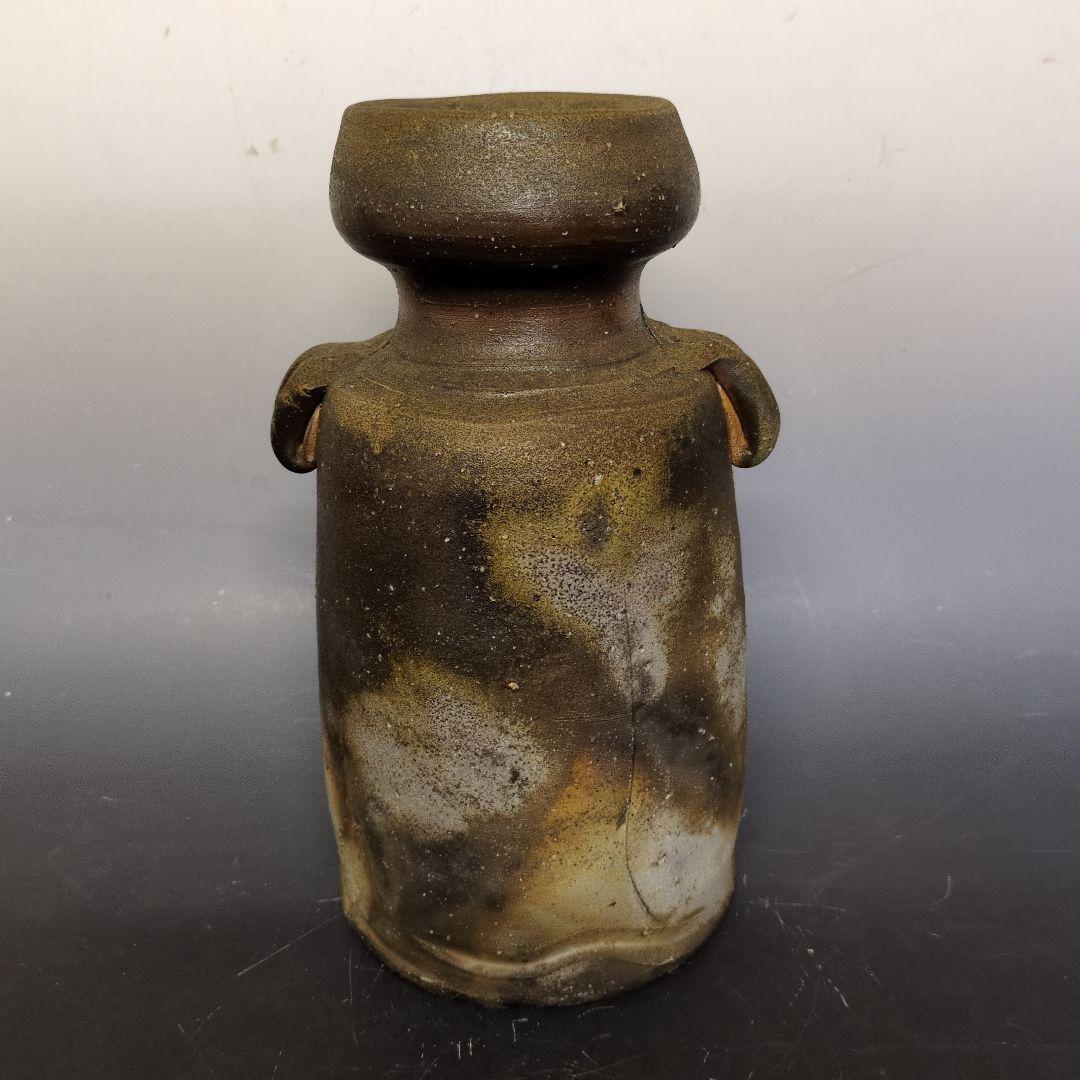 人間国宝 伊勢崎淳 作 備前双耳花生