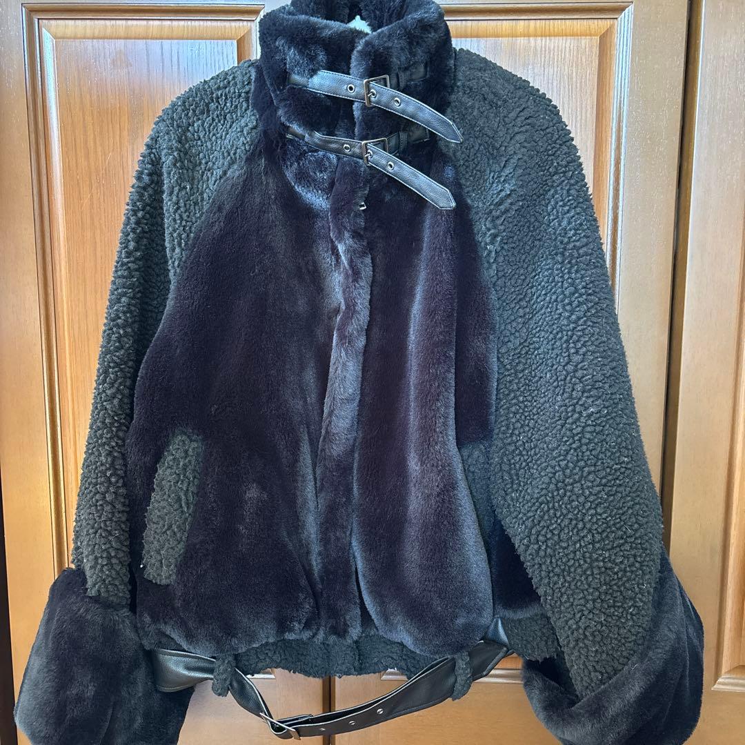 ラベルエチュード　ブルゾン　ブラック　ボア切替