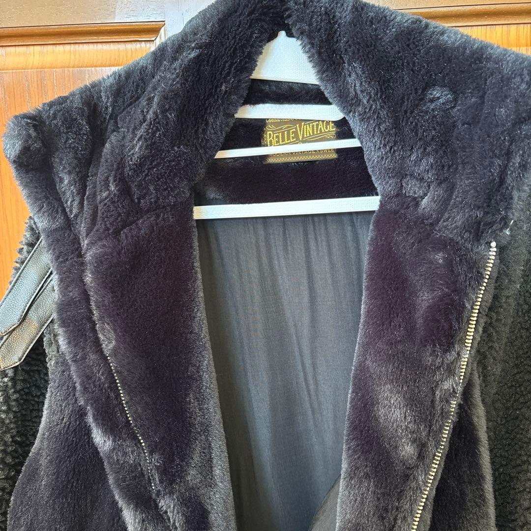 ラベルエチュード　ブルゾン　ブラック　ボア切替